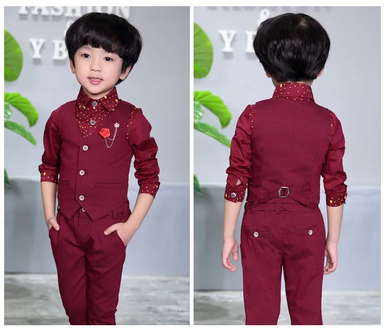 Boys Formal Suit for Weddings Prom Party Tuxedo Dress kids Weeding Sets Vest Pants 2pcs Costumes Children Birthday Suit Set