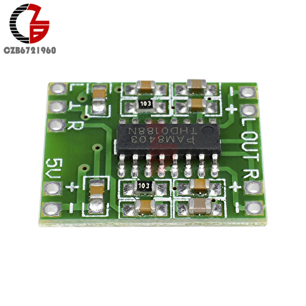 2x3W 2 Channel Mini Digital Power Amplifier Board PAM8403 Class D Stereo Audio Amplifier Module 5V USB Power Supply for Arduino