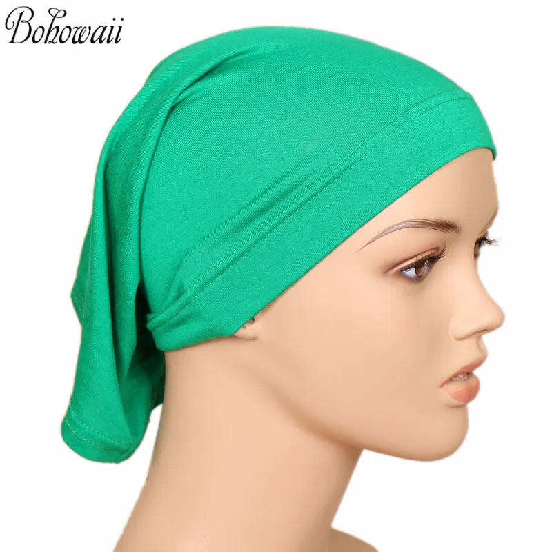 BOHOWAII Muslim Islamic Bonnet Hijab Caps 20 Colors High Quality Hidjab Women Under Scarf Casual Turbante