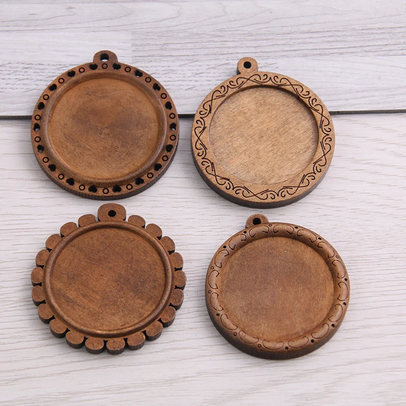 8pcs/lot Fit 30mm Wooden Round Vintage Glass/Cabochon Frame bezel Settings Bezel For DIY Bracelet Hole: approx 2.5mm