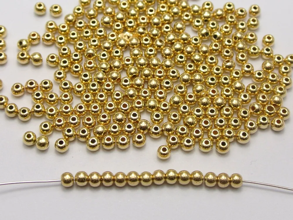 2000 pcs fashion diy AccessoriesJewelry decorative Gold Tone Plastic Round Spacer Beads 3mm Smooth Ball Beads