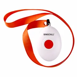 SINGCALL Wireless Nursing System, Medical Call Pager, Panic Button, Oval Rounded Shape Bell with the Necklace APE160