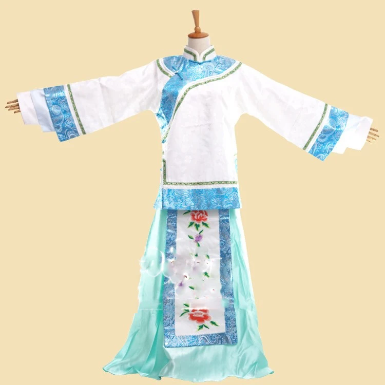 Fu Xiang Sai Republican Period Xiuhefu Blue Embroidery Miss Hanfu Costume Bridesmaid Thematic Photography Hanfu