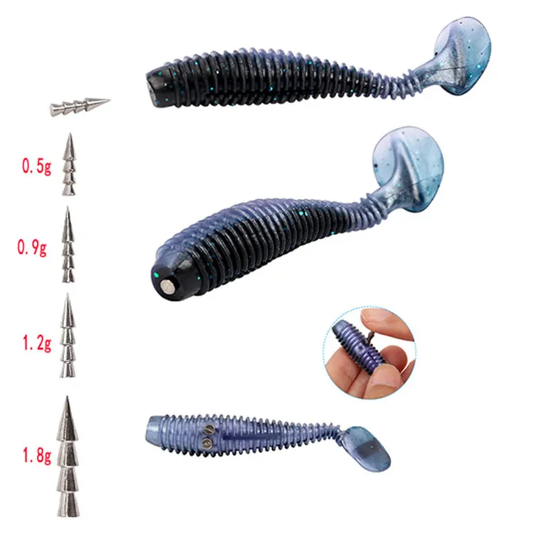 Angelzubehör: Bleieinsatz für Weichköder aus hochlegiertem Blei, Gewicht 0,5g/1g/1,5g/3,2g/4g, 10er-Pack – Detail 1