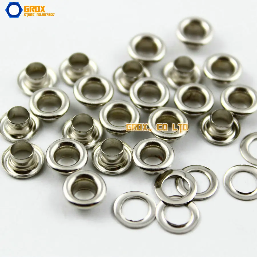1000 Set 8*4*4mm (Outer diameter * Inner diameter * Height) Silver Round Eyelet Grommet