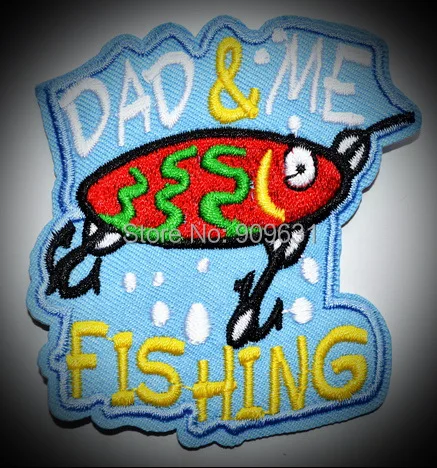 New ! Girl Boy Club DAD & ME FISHING trip Fun Patches Crests Badge SCOUT GUIDE tour Day Iron on Patch