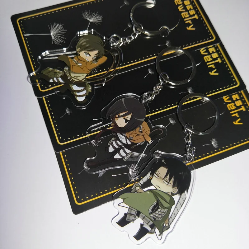 Attack on Titan anime Acrylic keychain Eren Mikas Ackerman Rivaille funny pendant key chains llaveros Jewelry gifts