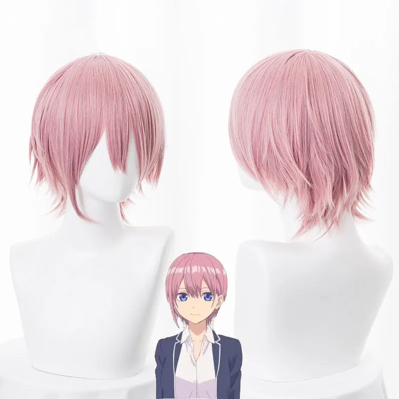 2019 New Gotoubun no Hanayome Ichika Nakano Cosplay Wigs 30cm Short Straight Synthetic Hair Perucas Cosplay Wig+Wig Cap