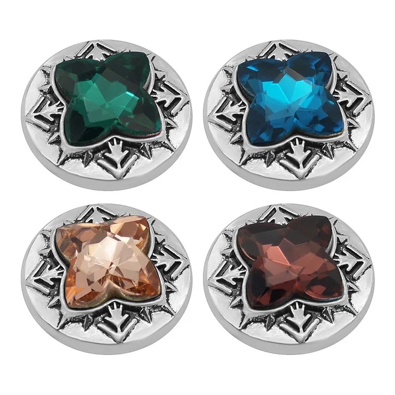 New KZ3128 Charming Multi-faceted Rhinestone Star Round 20MM snap buttons fit snap jewelry wholesale