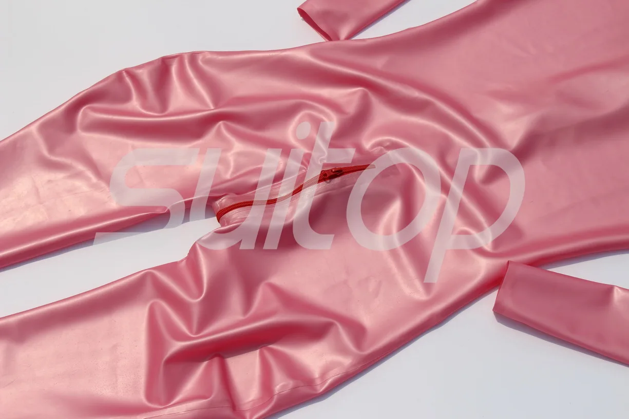 latex metallic pink catsuit  rubber zentai High Quanlity level Teddies & bodysuits