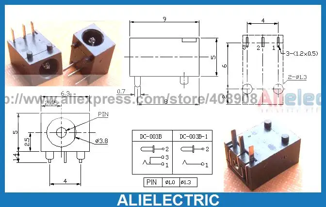 

2000pc 3.5mm x 1.3mm DC Sockets Jack Female PCB DC Power Charger Sockets Soldering