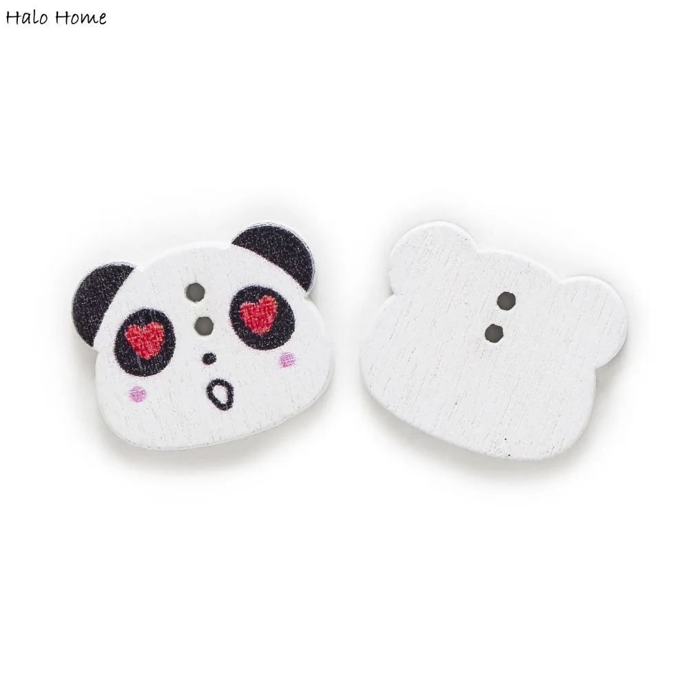 30pcs Panda Wood Cartoon Buttons For Sewing Scrapbooking Clothing Headwear Handmade Crafts Home Decor Accessories DIY 22x18mm