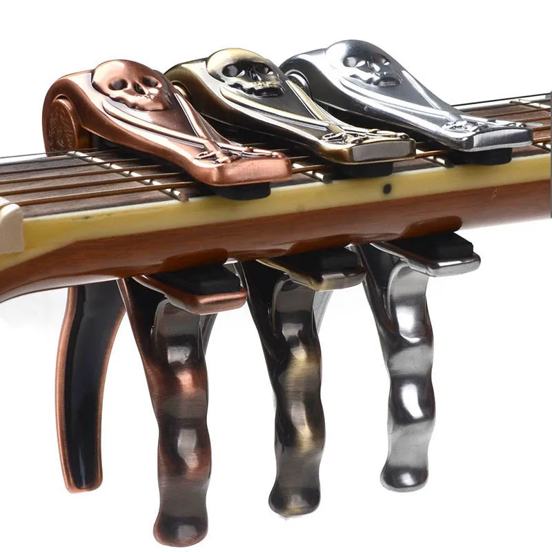 Bronze Metal Acoustic Capo Quick Change Trigger Key Skull Cappo Clamp For Acoustic Guitar Three Colors