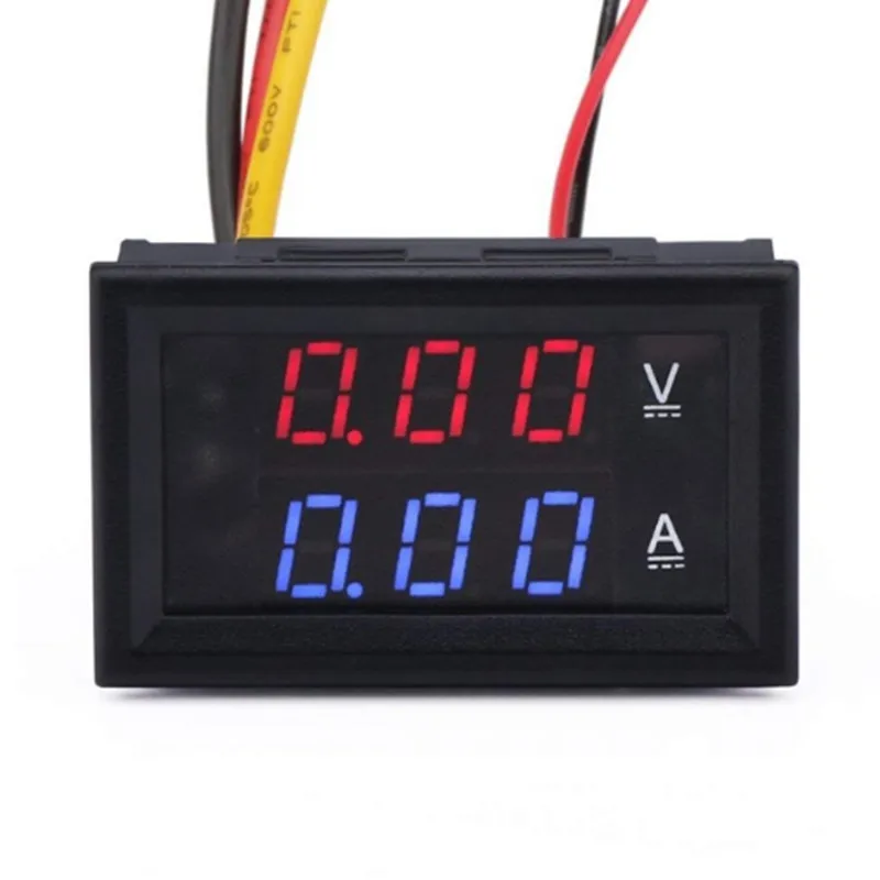 0.56inch Mini Digital Voltmeter Ammeter 2/5 Wire DC 100V 10A Voltmeter Current Meter Tester Dual LED Display Green Red Blue