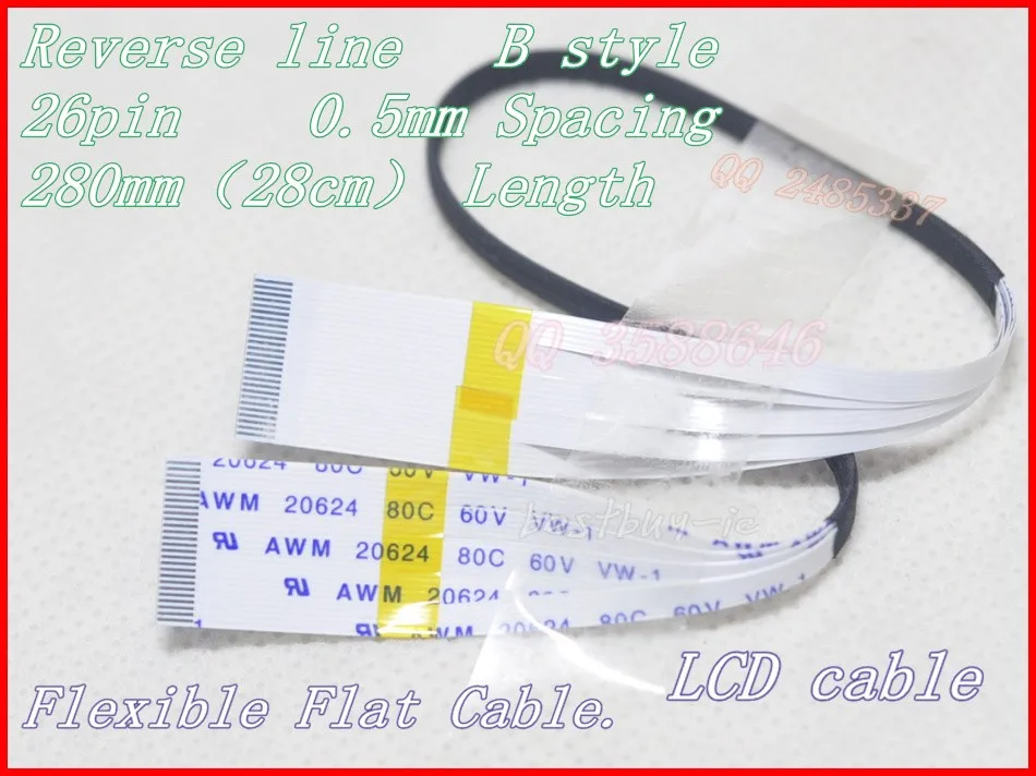 0.5mm Spacing + 280mm Length + 26Pin B / Reverse line Soft wire FFC Flexible Flat Cable. 26P*0.5B*280MM