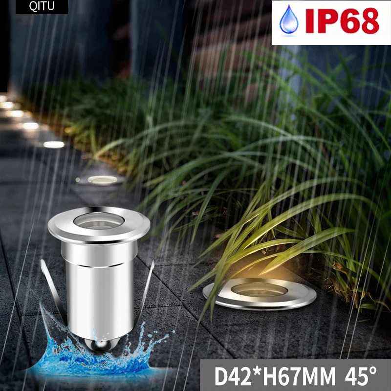 Spot Outdoor Buried lights Embedded IP68 Built-in LED waterproof Fountain underwater light 3W small spotlight 12-24V downlight