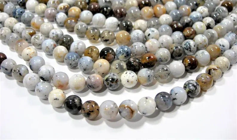 Natural Dendritic Opal Beads 6mm 8mm 10mm 12mm Round Gem Stone Loose Beads for jewelry making,1 of 15