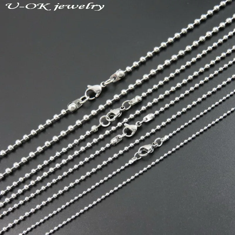1.5/2.0/2.4/3.0/4.0mm Stainless Steel Ball Bead Chain Necklace with Lobster Clasp, Fashion Dogtags Chain Keychain