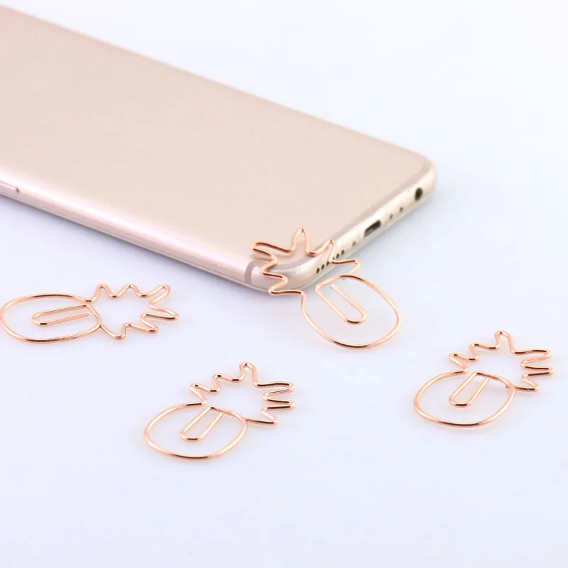 TUTU 3 stks/partij rose gold big size ananas Paperclips Metalen Clip Bladwijzers Opslag Kantoor Accessoires Leuke paperclips H0108