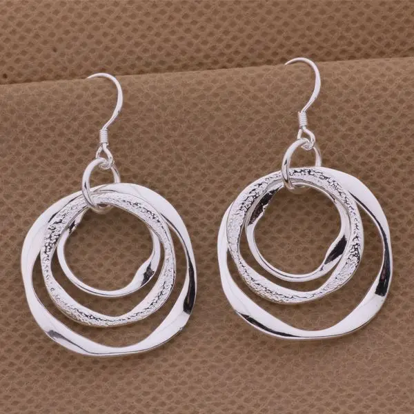 Classic High-Quality AE542 Jewelry Silver Color Wholesale Popular Charm Earrings For Women Special Three-Wire Avmajmta