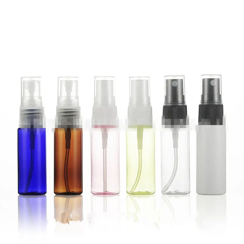 10pcs/Lot 20ml Amber Flat Shoulder PET Perfume Bottle Spray Atomizer Small Pump Blue Bottle Test Plastic Sample Empty Bottles