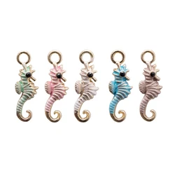 10pcs/lot Oil Drop Seahorse Charms Pendant Jewelry Accessories Cute Gold Tone Enamel Charms DIY Bracelet Earring Floating YZ284