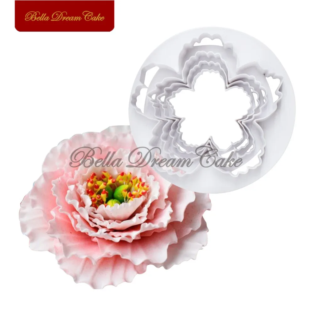 4pcs Peony Petal Cutters Set Flower Fondant Cutter Chocolate Cake Mold DIY Cake Decorating Tool Baking Accessories