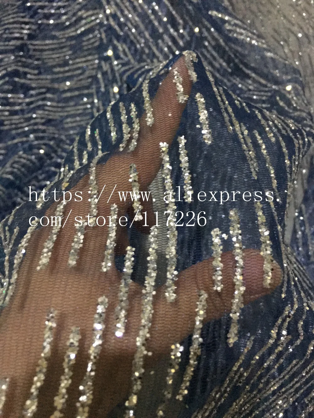 

JRB-2805 African Tulle Lace Fabric with glitter hot selling African French Lace Fabric with silver glitter navy blue mesh