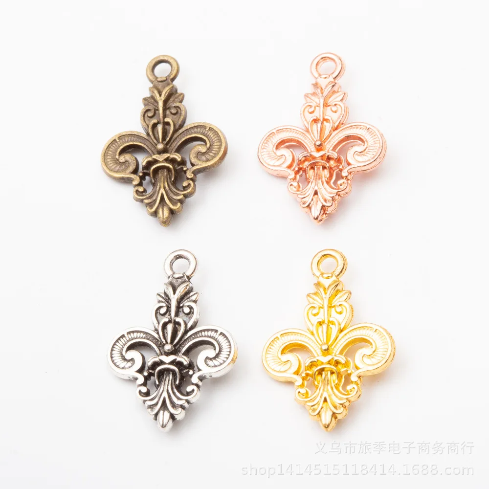 High Quality 20Pieces/Lot 15mm*26mm Antique Silver plated Antique Bronze 3D Delicate Fleur De Lis Charms Pendants Jewelry Making