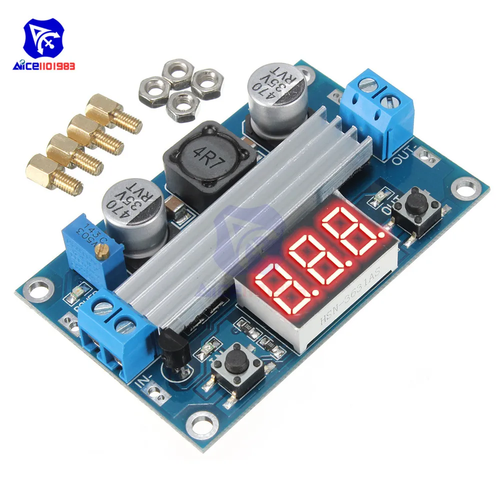 LTC1871 Boost Step Up Module Power Supply LED Voltmeter Digital Red LED Display Board DC-DC 100W 3-35V 12V to 3.5-35V Heat Sink