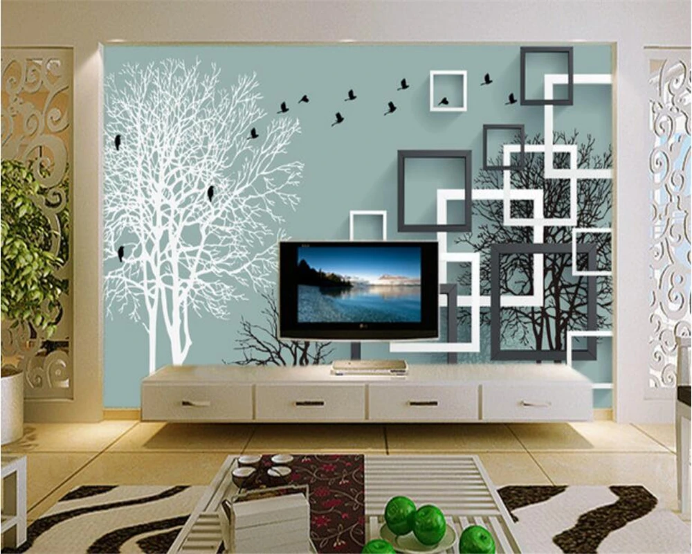 Beibehang 3D Wallpaper Modern 3D Stereo Trees Flying Birds Living Room Bedroom TV Background Wall Murals wallpaper for walls 3 d