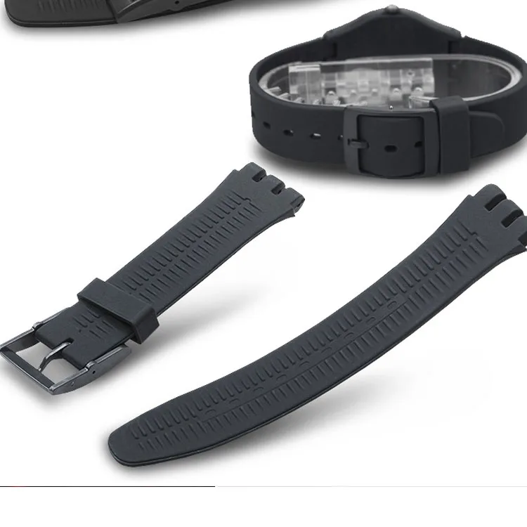 MR NENG Watch Accessories for Swatch strap buckle Black White Navy silicone watch band 16mm 17mm 19mm 20mm rubber strap image 2
