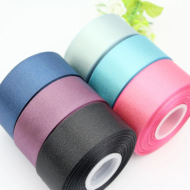 

100 yards 1-1/2" glitter spun gold satin ribbon 38mm gift wrapping DIY handmade materials wedding decor sewing ribbons