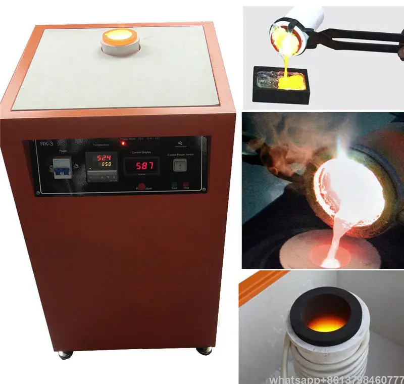 Compact Induction Furnace with Crucible for Melting 0.5-5kgs of Gold Silver Copper Bronze Platinum