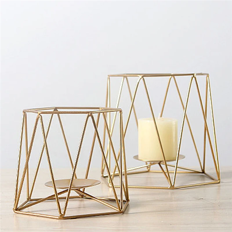 PEANDIM Geometric Candle Holder Nordic Minimalist Style Tealight Candlestick Pill Holder Ornaments For Home Wedding Decorations