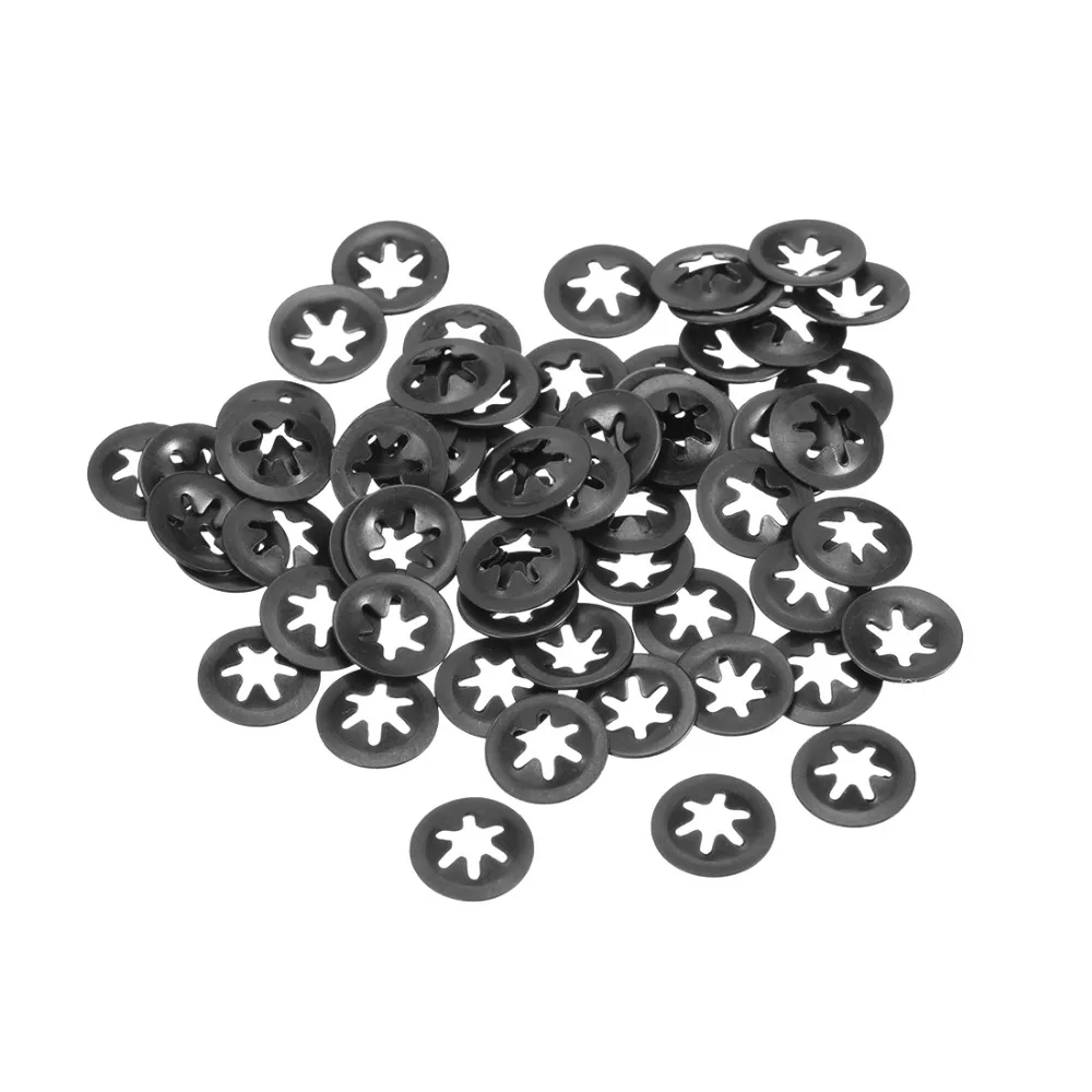 Uxcell 60PCS 65Mn M3 M5 M6 M8 M10 Push-on Locking Washers Star Nut Metal Quick Speed Star Nut Locking Fastener Assorted Kit