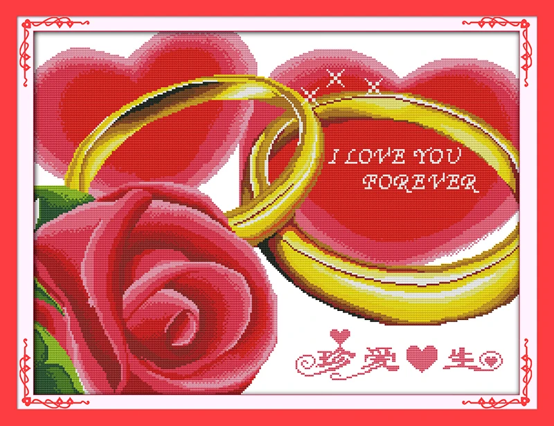 I love you forever cross stitch kit flower 18ct 14ct 11ct count printed canvas stitching embroidery DIY handmade needlework