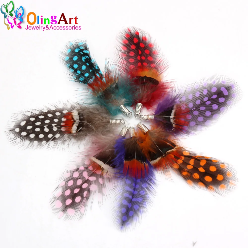 OlingArt Colorful Natural Pearl Feathers Tassel 10pcs 7cm Women Earrings Bracelet Choker DIY Jewelry Making  Keychain Pendants