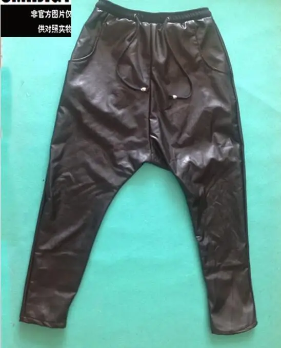 Free Shipping Hot New Smhjigy Justin Bieber With Style Fashion Artificial Leather Flying Squirrel Pants Harem Pants 27-44