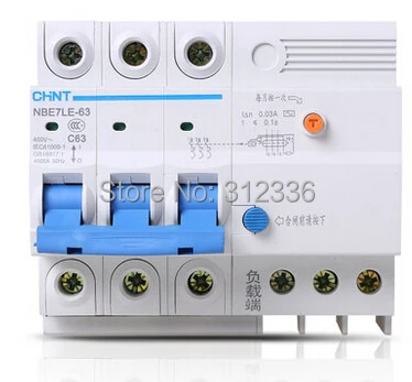 

Free Shipping Two years Warranty LE C63 3P 63A 3 pole ELCB RCD residual current circuit-breaker earth leakage