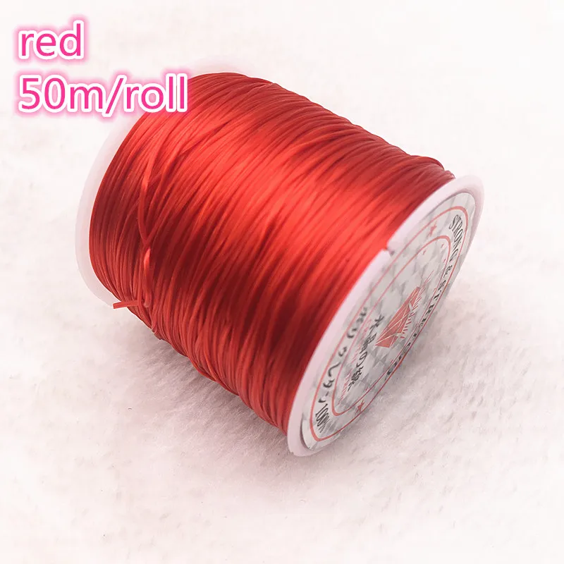 50M/Roll Red Flexible Elastic Crystal Line Rope Cord For Jewelry Making Beading Bracelet Wire Fishing Thread Rope #07