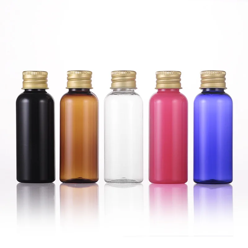 50ml round shoulder gold aluminum cover bottle emulsion bottled Fishing bait bottle Cosmetic Sub-bottle (with inner plug) BQ176