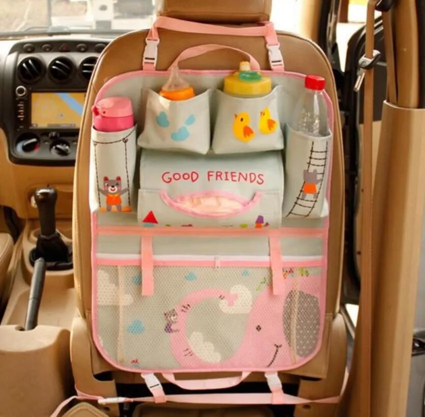 Cute Cartoon car organizer kids Bear&cat Car Seat Back Bag Storage Hanging Car Organizador Bags Pocket Car styling for Kids