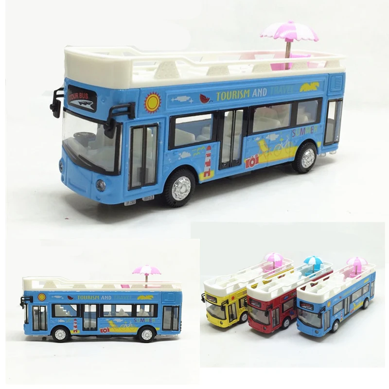 New Special Die-casting Metal Convertible Sightseeing Bus Desktop Display Collection Model Toys For Children