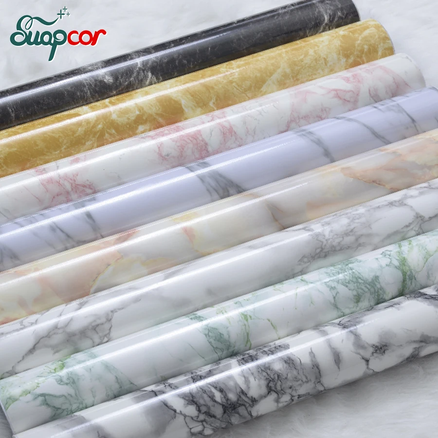 60cm PVC Marble Pattern Furniture Renovation Wall Sticker Desktop Countertop Bar Counter Waterproof Film Self-Adhesive Wallpaper