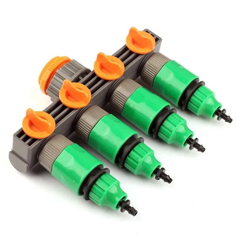 

ABS 4 Ways Faucet Splitter Adaptor+4pcs 8/11 Or 4/7mm Hose Quick Connectors Garden Plants Drip Irrigation Water Tap Fittings