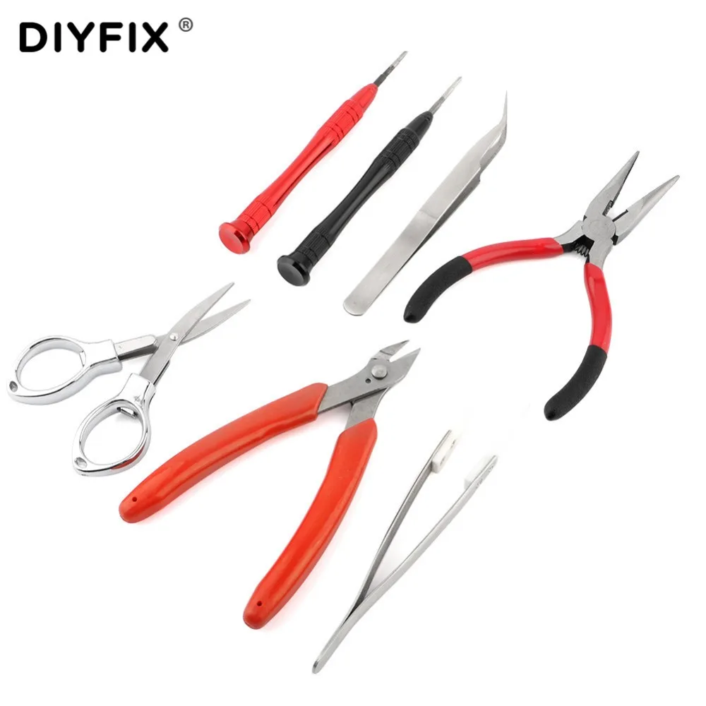 DIYFIX Vape DIY Tool Set Bag Ceramic Tweezers Pliers Heat Wire Pliers Ohm Tester for Electronic Cigarette RBA RDA Atomizer Tank