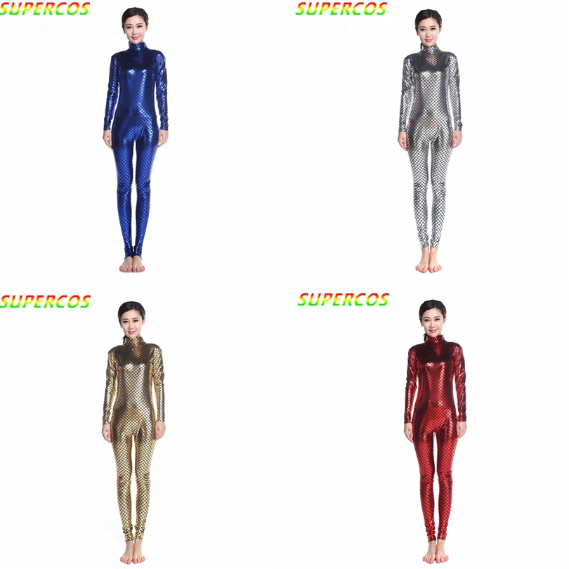 Shiny Scale Exposed Foot Sexy Zentai Tights Suit jumpsuit Halloween costume Cosplay Costume