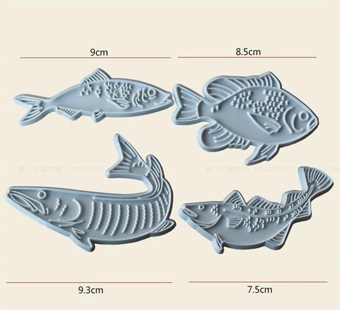 4 pcs/set DIY Fish Shape Bakeware Mold Baking Cake Tools Sugar Craft Mould Cake Decoration Mold E235