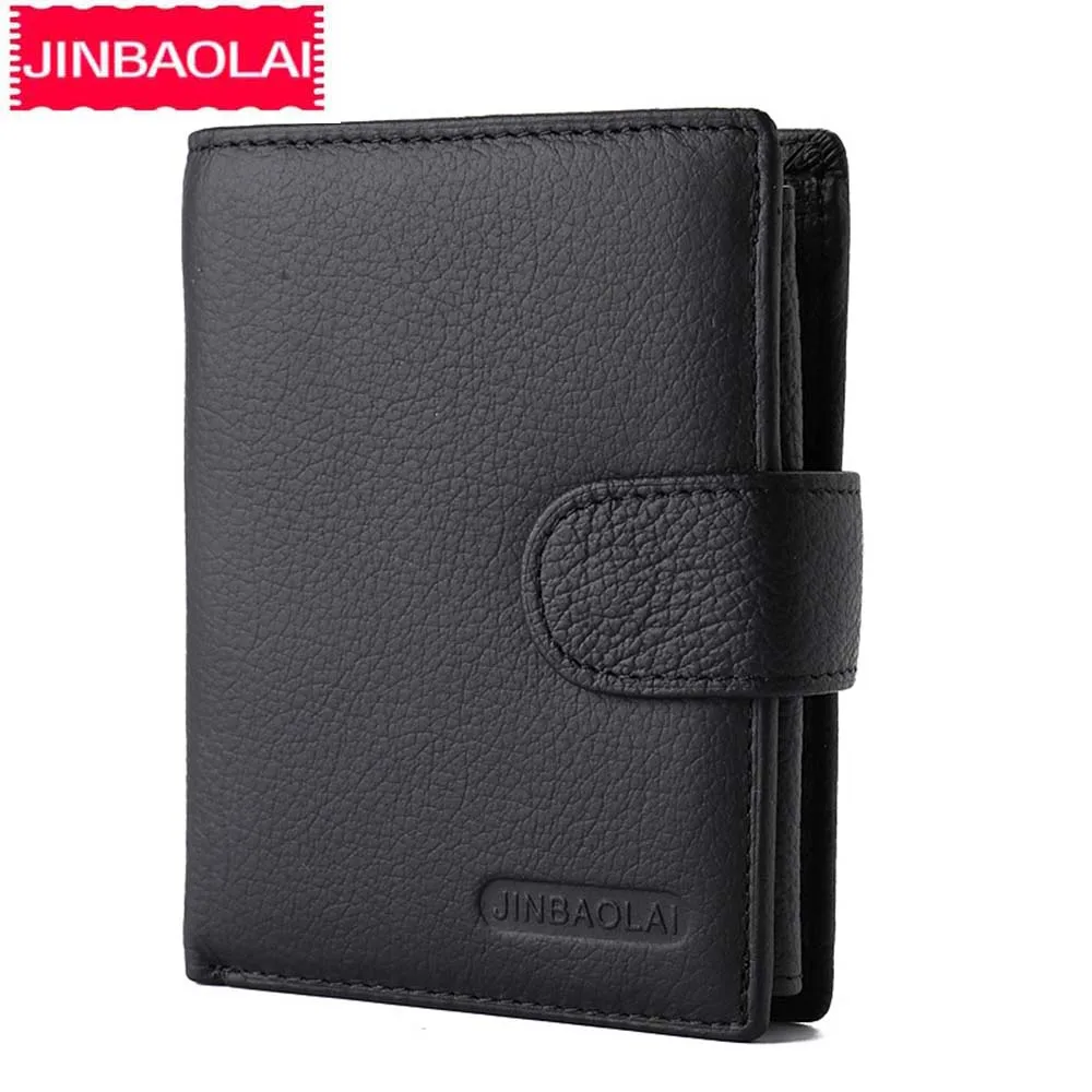 2024 JINBAOLAI Men Short Wallets Genuine Leather Hasp Coin Pocket Purses Card Holder Vintage Brand Top Quality Wallets For male